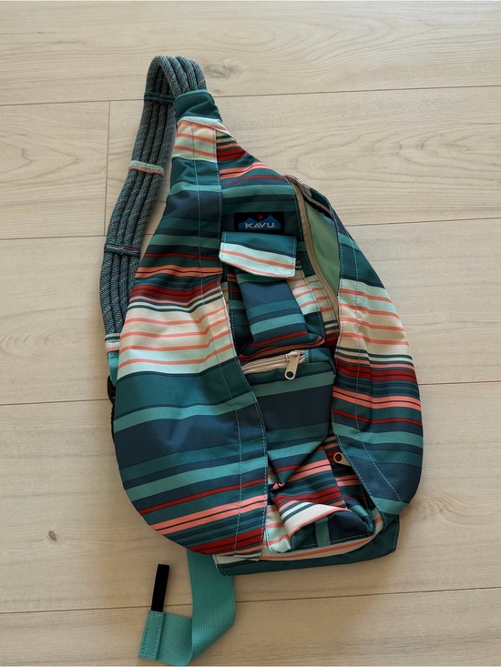 Kavu Other - Kavu Teal and Coral Striped Sling Bag
